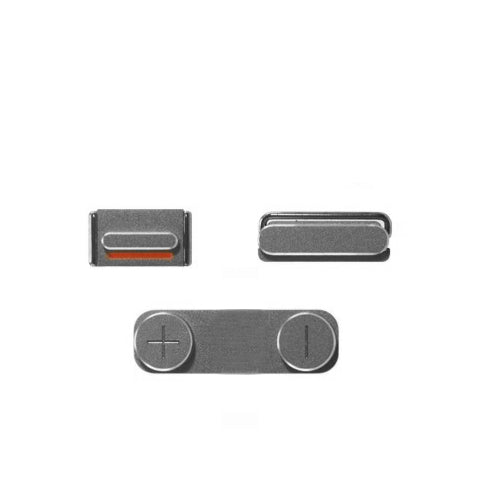 Mute Volume Power Metal Buttons for iPhone 5S SE - Silver