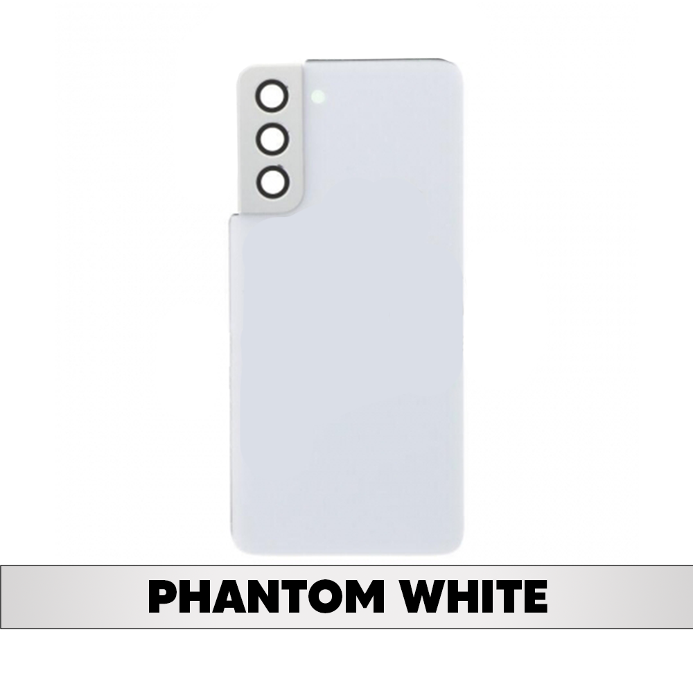Back Battery Door Cover with Adhesive and Camera Lense for Samsung Galaxy S21 5G - Phantom White
