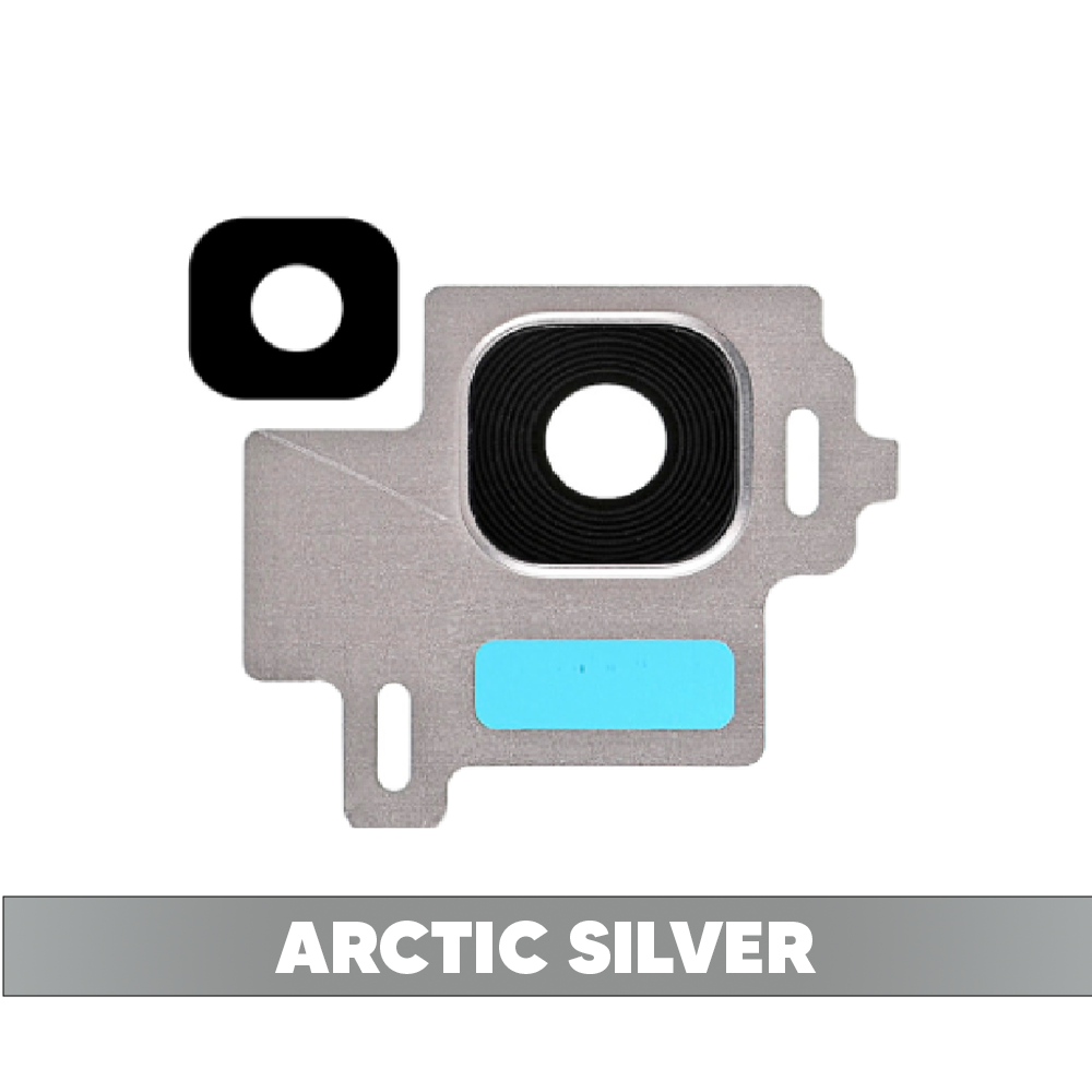Rear Camera Lens with Frame Sticker and Flash Light for Samsung Galaxy S8 - Arctic Silver (OEM)