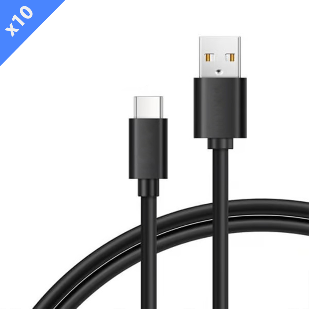 2A Type C USB Data Cable - Black (Pack of 10)