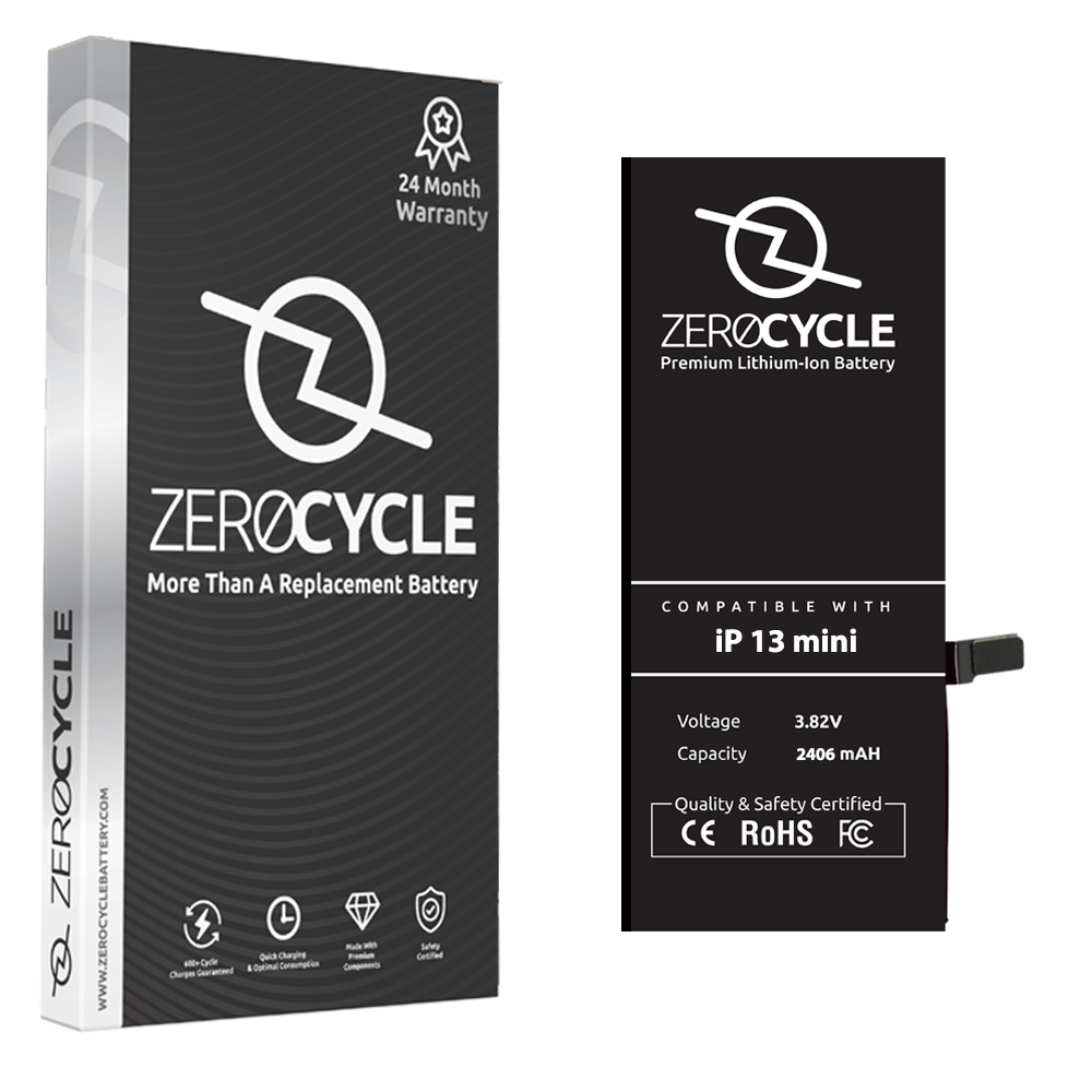 ZeroCycle Battery for iPhone 13 Mini 2406 mAH Li-Ion Premium
