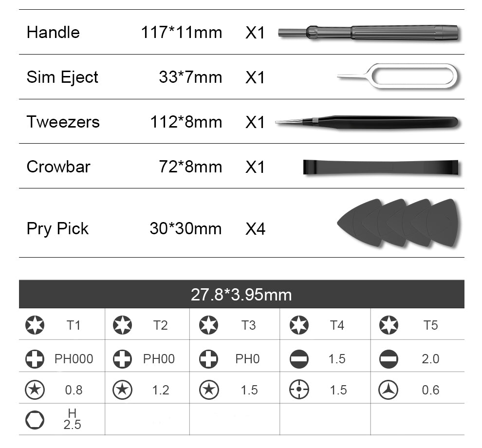 Precision Screwdriver Kit 24 pcs in 1 - S2 Aluminium Stainless Steel (Premium)