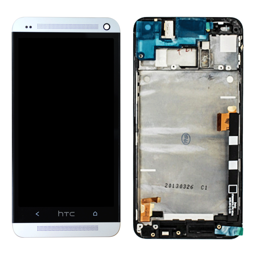 LCD + Touch Screen Digitizer with Frame for HTC One M7 801e Silver
