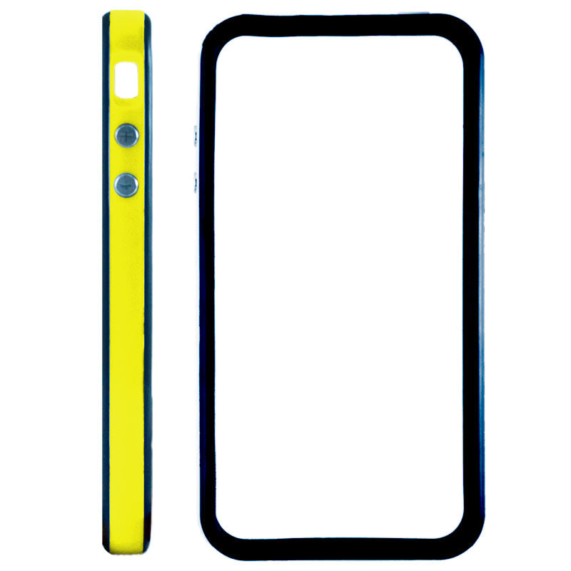 Bumper Case with Metal Keys for iPhone 4 4S Yellow and Black
