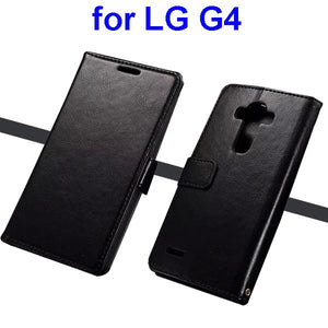 Wallet Flip Stand Leather Phone Case Cover for LG G4 - Black