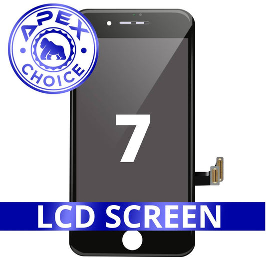 LCD and Touch Screen Digitizer with Back Metal Plate for iPhone 7 - Black (APEX Choice)