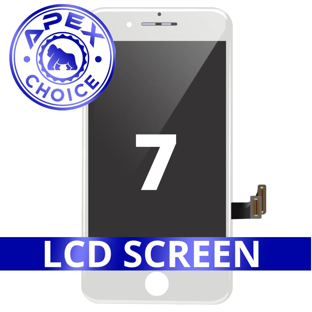 LCD and Touch Screen Digitizer with Back Metal Plate for iPhone 7 - White (APEX Choice)