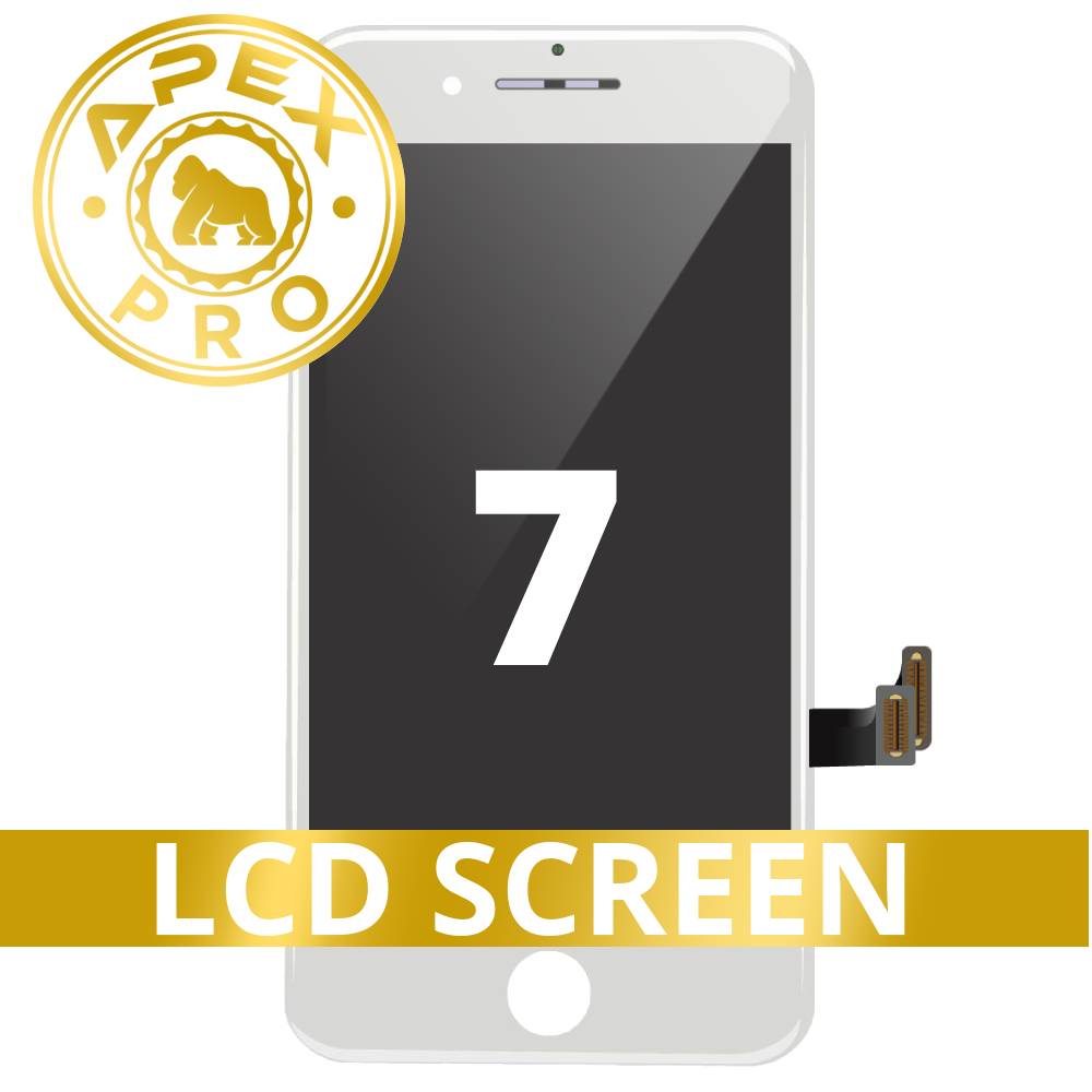 LCD and Touch Screen Digitizer with Back Metal Plate for iPhone 7 - White (APEX Pro)