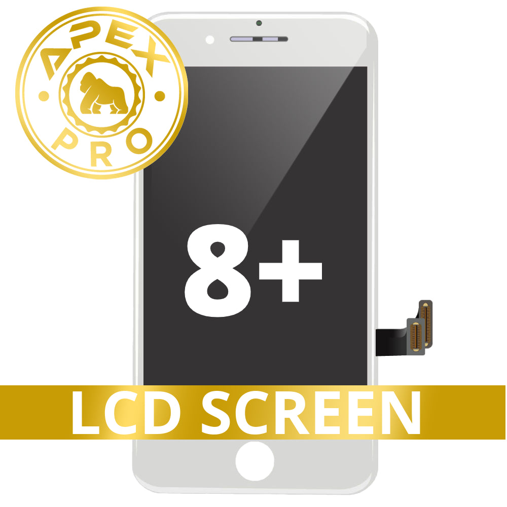 LCD and Touch Screen Digitizer with Back Metal Plate for iPhone 8 Plus - White (APEX Pro)