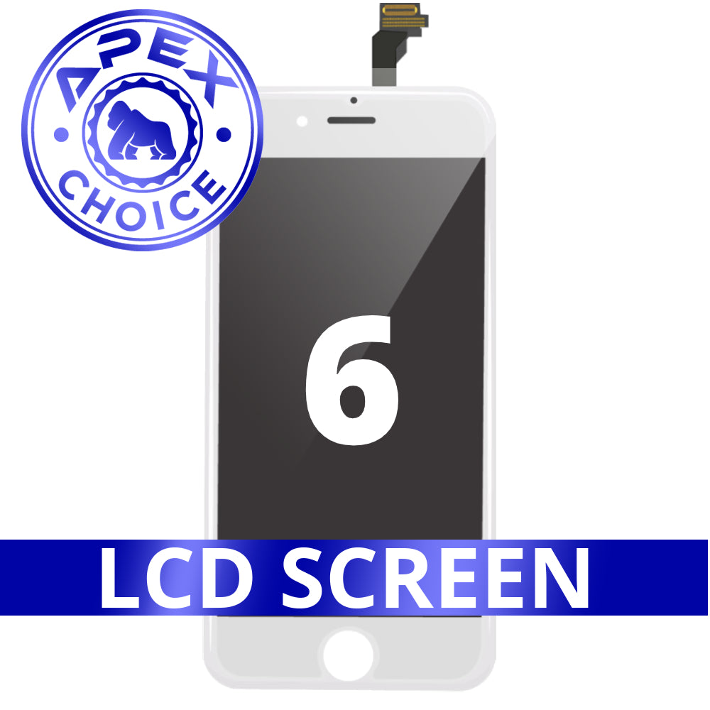 LCD and Touch Screen Digitizer with Back Metal Plate for iPhone 6 - White (APEX Choice)