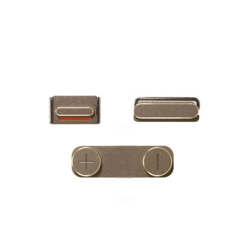 Mute Volume Power Metal Buttons for iPhone 5S SE - Gold
