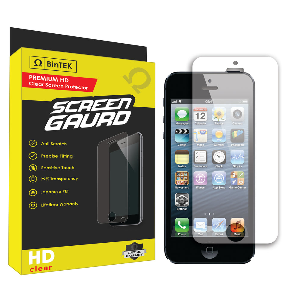 BinTEK Apple iPhone 5 5S 5C HD Clear Screen Protector (1 Pack)