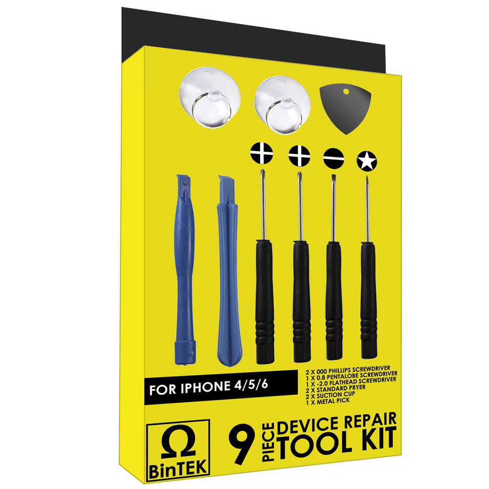 BinTEK 9-Piece Cell Phone Repair Tool Kit For iPhone 4/4S/5/5S/6/6 Plus