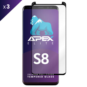 Full Curved Tempered Glass Samsung Galaxy S8 Case Friendly - (Pack of 3)