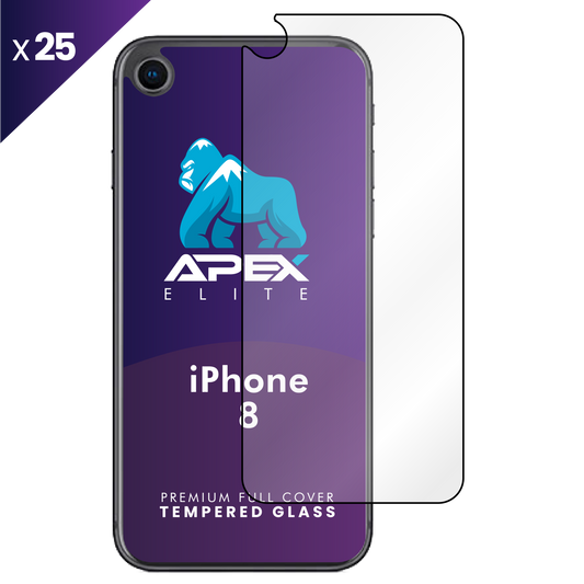 iPhone 8 Back Tempered Glass Screen Protector with Cleaning Kit (Pack of 25)