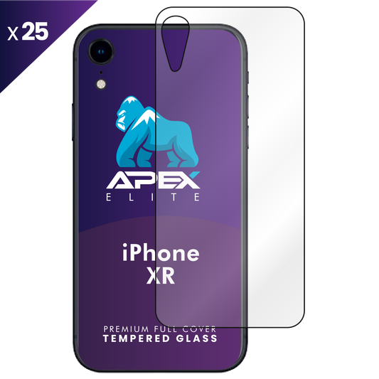 iPhone XR Back Tempered Glass Screen Protector with Cleaning Kit (Pack of 25)