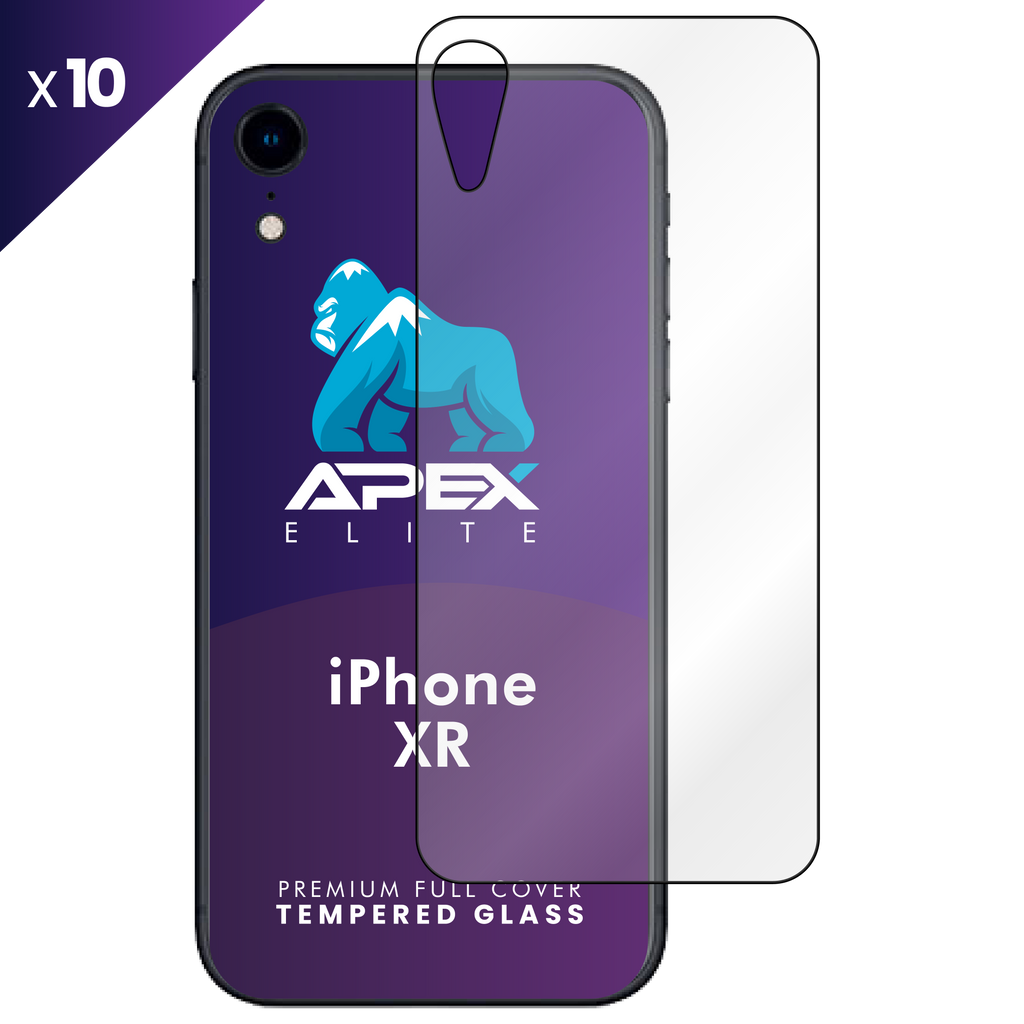 iPhone XR Back Tempered Glass Screen Protector with Cleaning Kit (Pack of 10)