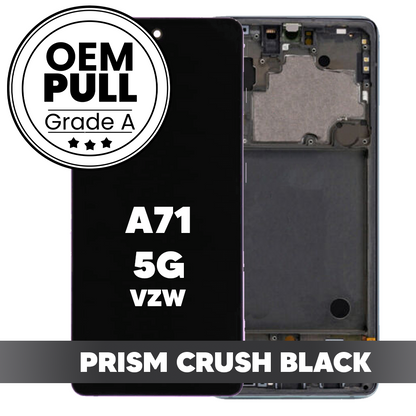 LCD and Touch Screen Digitizer with frame for Samsung Galaxy A71 5G (SM-A716) (Verizon Only) - Prism Crush Black Grade A (OEM PULL )