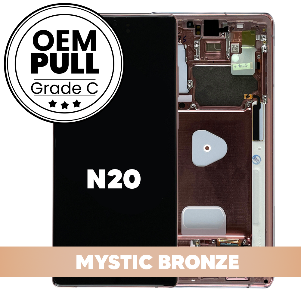 OLED and Touch Screen Digitizer with Frame for Samsung Galaxy Note 20 - Mystic Bronze Grade C (OEM PULL)