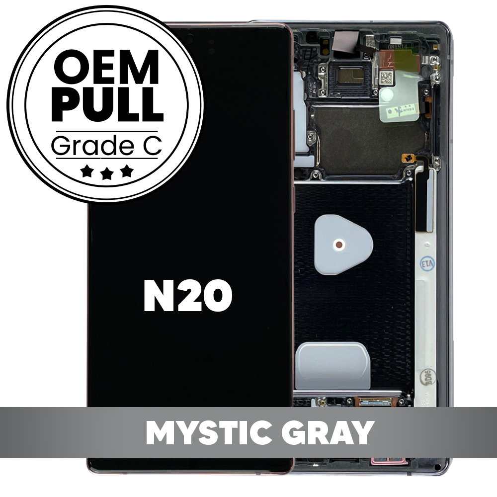OLED and Touch Screen Digitizer with Frame for Samsung Galaxy Note 20 - Mystic Gray Grade C (OEM PULL)