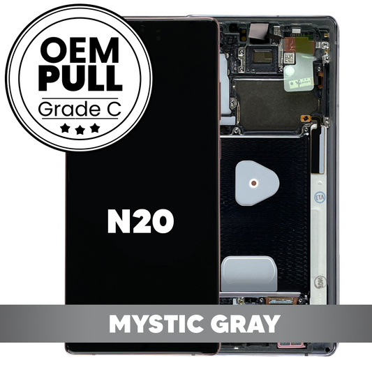 OLED and Touch Screen Digitizer with Frame for Samsung Galaxy Note 20 - Mystic Gray Grade C (OEM PULL)