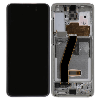 OLED and Touch Screen Digitizer with Frame for Samsung Galaxy S20 5G UW (Verizon 5G UW Only) - Cloud White Grade C (OEM PULL)