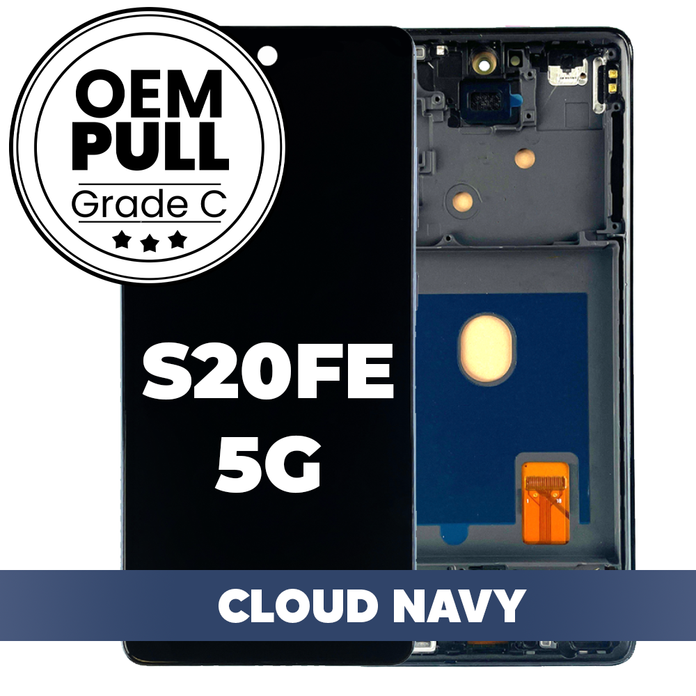 OLED and Touch Screen Digitizer with Frame for Samsung Galaxy S20FE 5G - Cloud Navy Grade C (OEM PULL)
