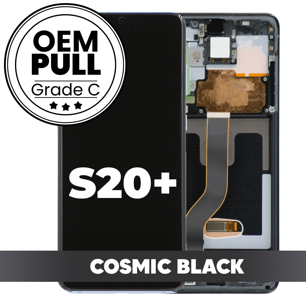 OLED and Touch Screen Digitizer with Frame for Samsung Galaxy S20 Plus - Cosmic Black Grade C (OEM PULL)
