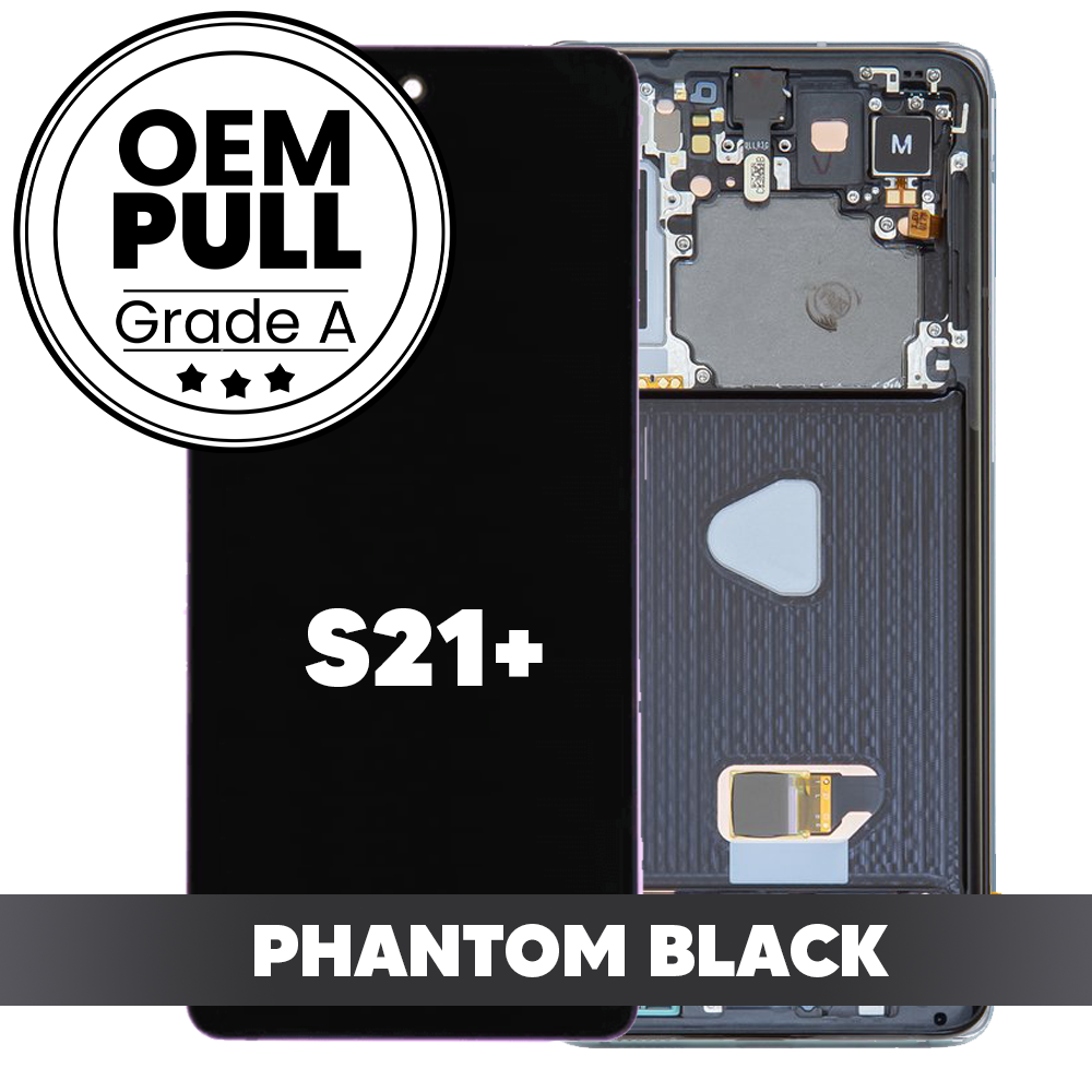 OLED and Touch Screen Digitizer with Frame for Samsung Galaxy S21 Plus - Phantom Black Grade A (OEM PULL)