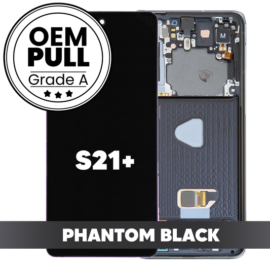 OLED and Touch Screen Digitizer with Frame for Samsung Galaxy S21 Plus - Phantom Black Grade A (OEM PULL)
