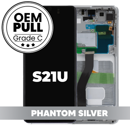 OLED and Touch Screen Digitizer with Frame for Samsung Galaxy S21 Ultra - Phantom Silver C (OEM PULL)