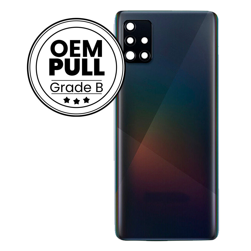 Rear Housing Back Cover with Camera Lens for Samsung Galaxy A51 - Prsim Black (Oem Pull Grade B)