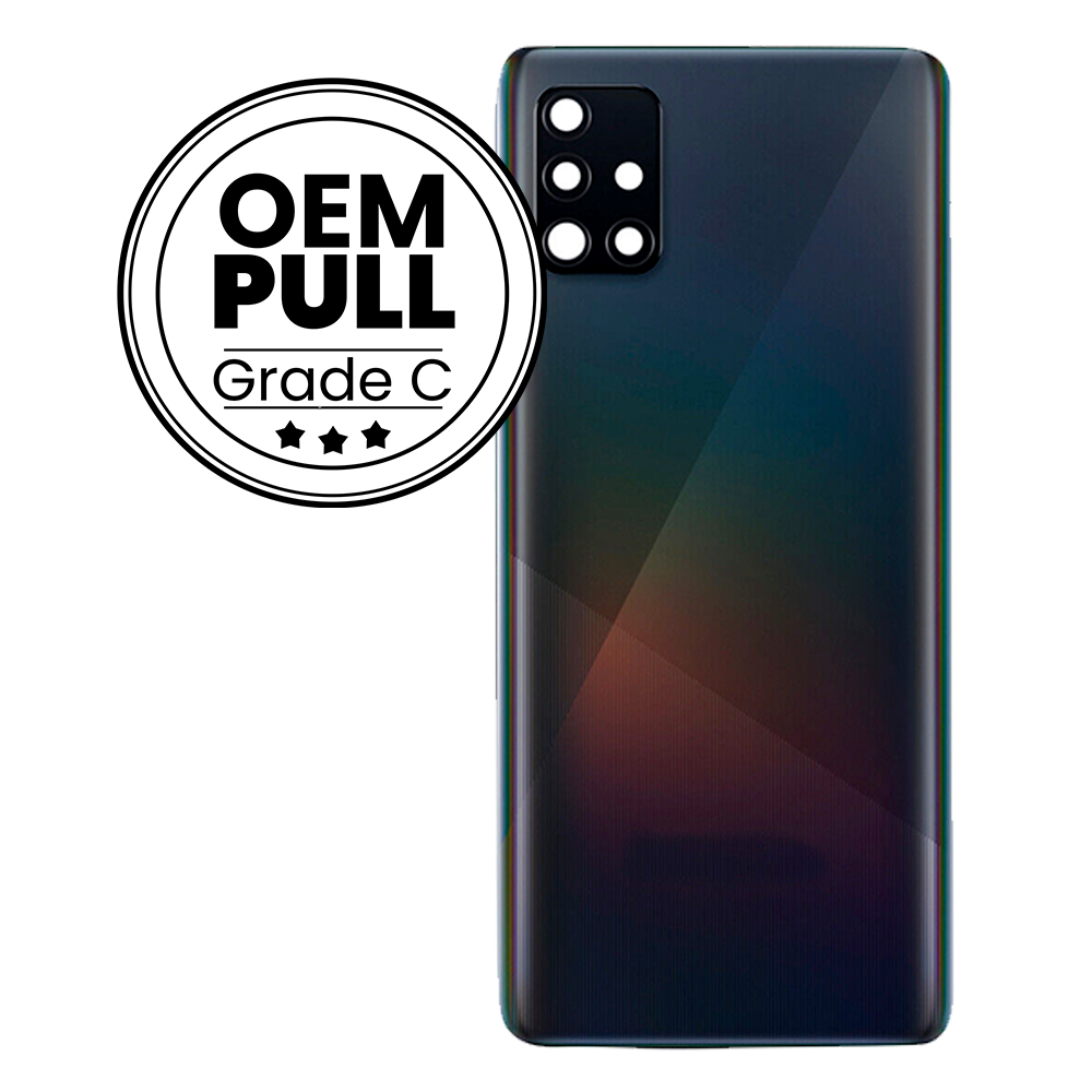 Rear Housing Back Cover with Camera Lens for Samsung Galaxy A51 - Prsim Black (Oem Pull Grade C)