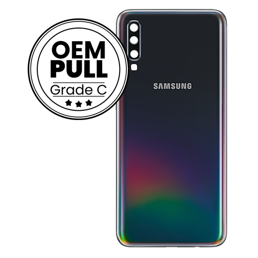 Rear Housing Back Cover with Camera Lens for Samsung Galaxy A70 - Black (Oem Pull Grade C)