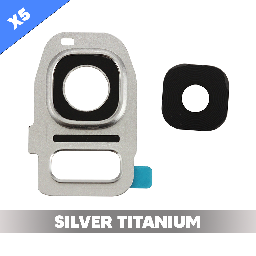 Rear Camera Lens for Samsung Galaxy S7 Edge - Silver Titanium (Pack of 5)