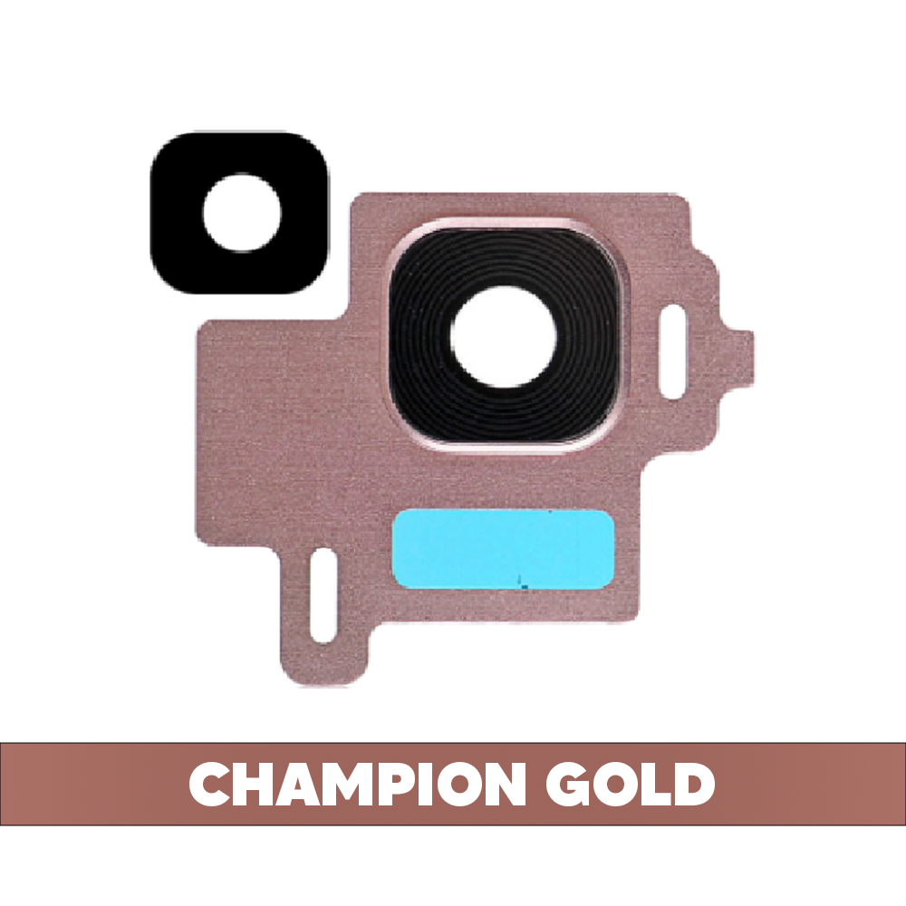 Rear Camera Lens with Frame Sticker and Flash Light for Samsung Galaxy S8 - Champion Gold (OEM)