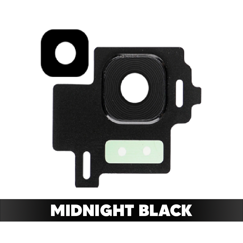 Rear Camera Lens with Frame Sticker and Flash Light for Samsung Galaxy S8 - Midnight Black (OEM)