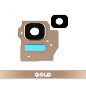 Rear Camera Lens with Frame Sticker and Flash Light for Samsung Galaxy S8 Plus - Gold (OEM)