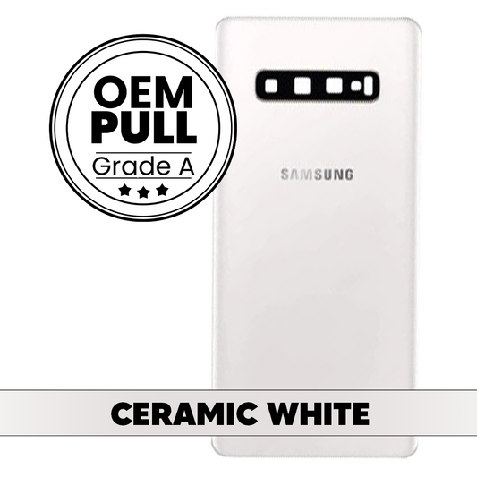 Rear Housing Back Cover with Camera Lens for Samsung Galaxy S10 Plus - Ceramic White (Oem Pull Grade A)