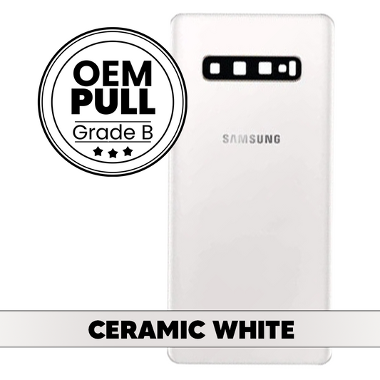 Rear Housing Back Cover with Camera Lens for Samsung Galaxy S10 Plus - Ceramic White (Oem Pull Grade B)