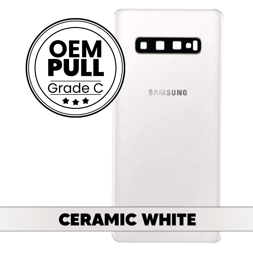 Rear Housing Back Cover with Camera Lens for Samsung Galaxy S10 Plus - Ceramic White (Oem Pull Grade C)