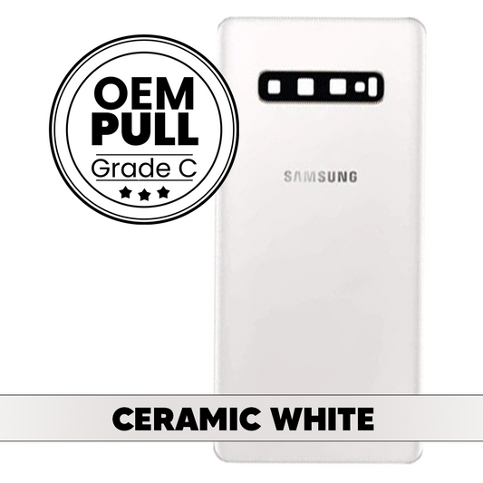 Rear Housing Back Cover with Camera Lens for Samsung Galaxy S10 Plus - Ceramic White (Oem Pull Grade C)