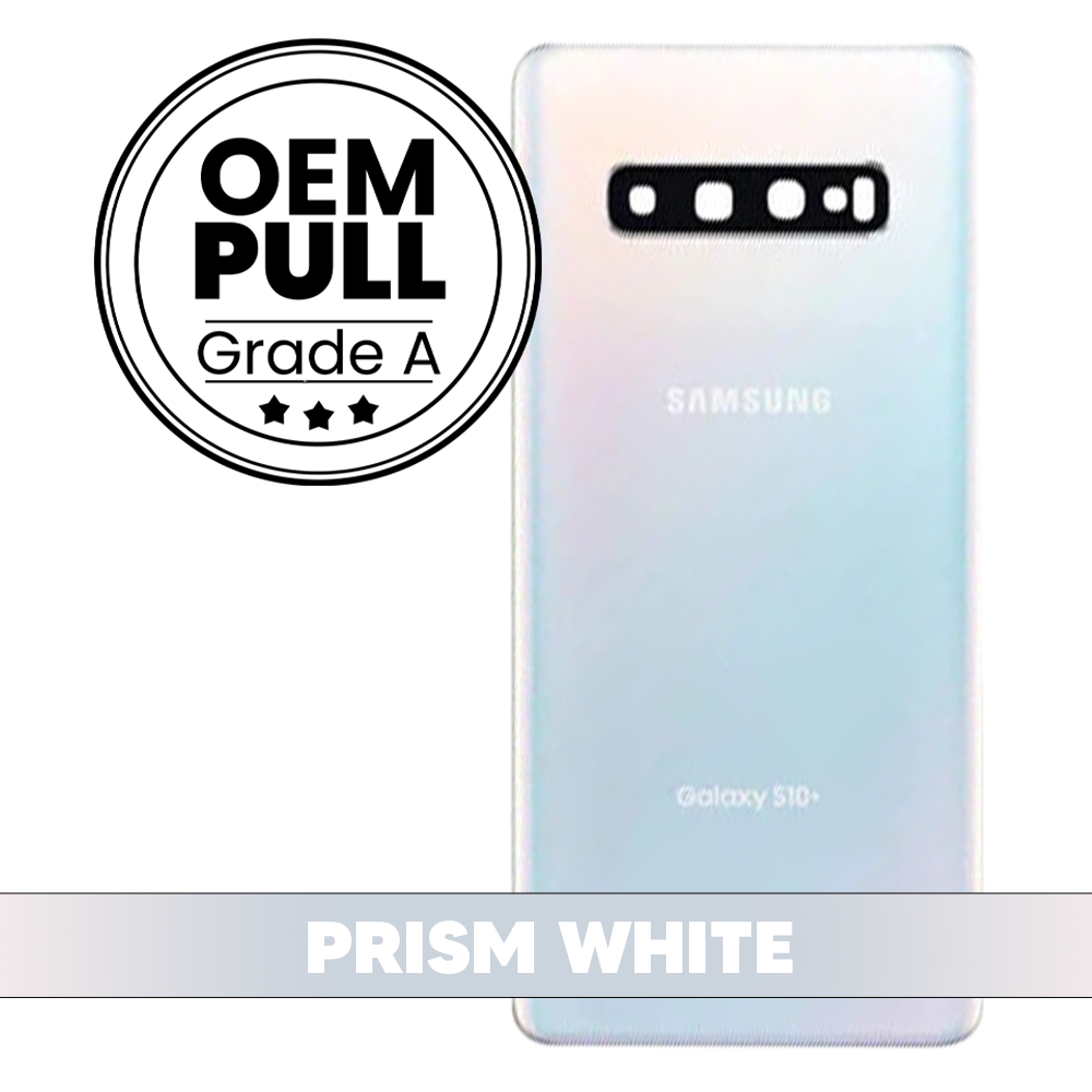 Rear Housing Back Cover with Camera Lens for Samsung Galaxy S10 Plus - Prism White (Oem Pull Grade A)