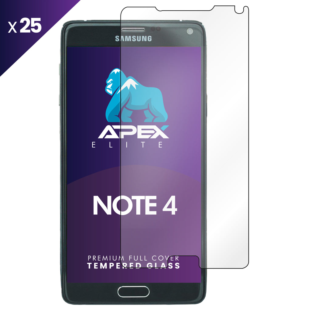 Samsung Galaxy Note 4 Tempered Glass Screen Protector with Cleaning Kit (Pack of 25)