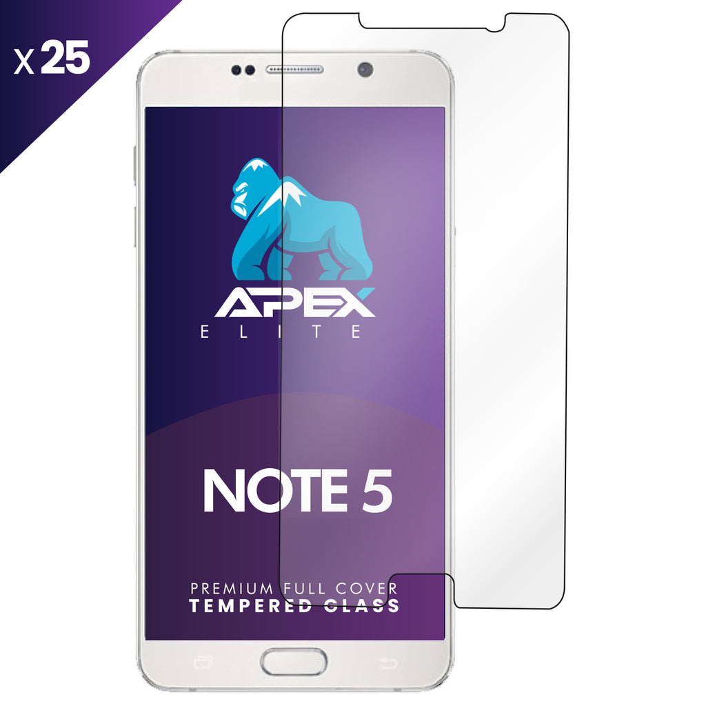 Samsung Galaxy Note 5 Tempered Glass Screen Protector with Cleaning Kit (Pack of 25)