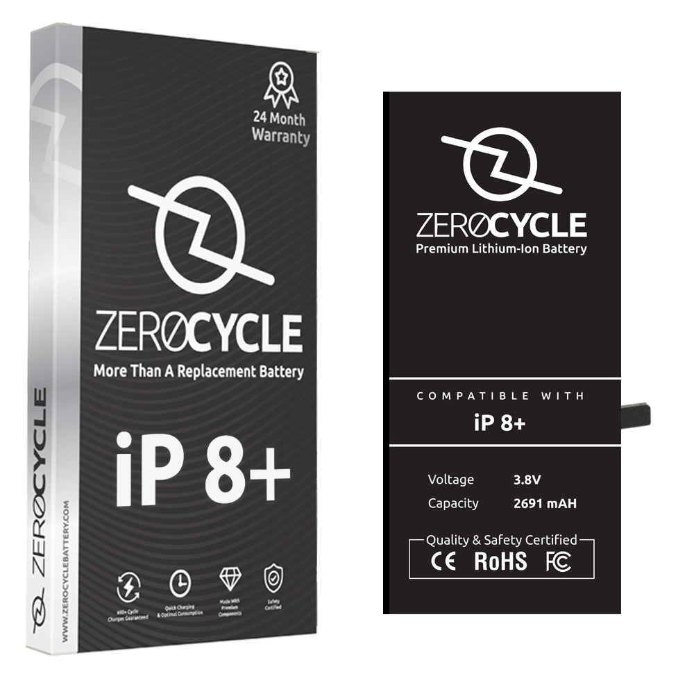 ZeroCycle Battery for iPhone 8 Plus 2691mAH Li-Ion Premium