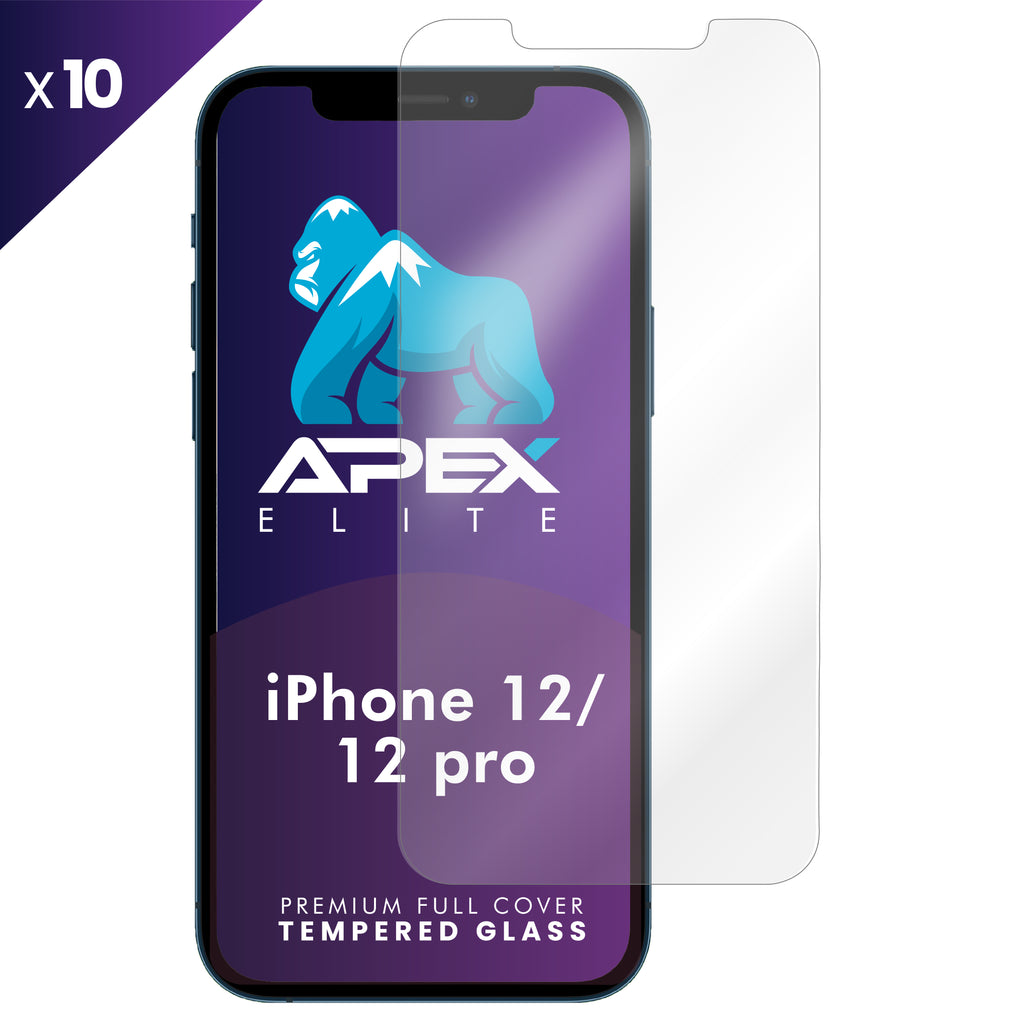 iPhone 12/12 Pro Tempered Glass Screen Protector with Cleaning Kit (Pack of 10)