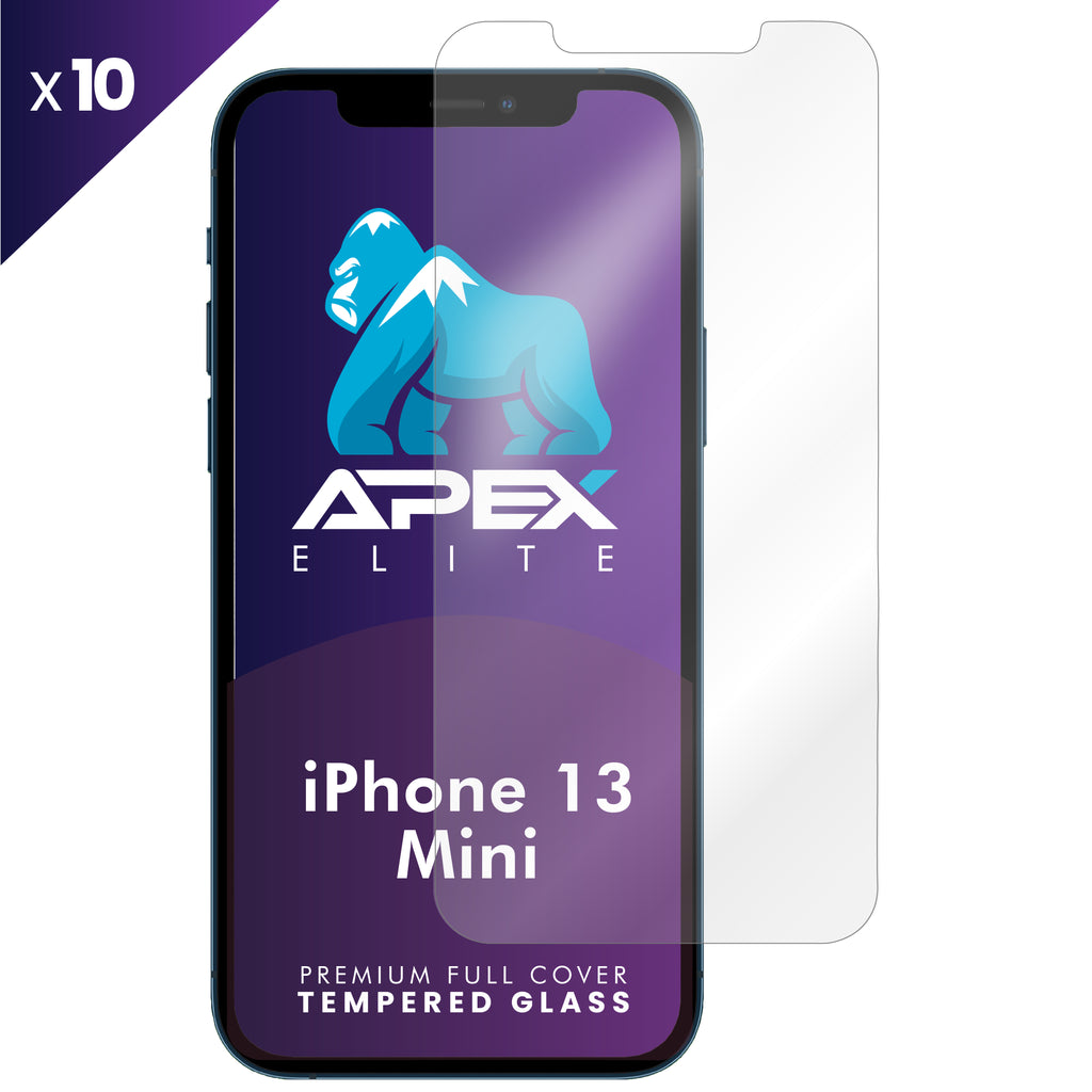 iPhone 13 Mini Tempered Glass Screen Protector with Cleaning Kit (Pack of 10)