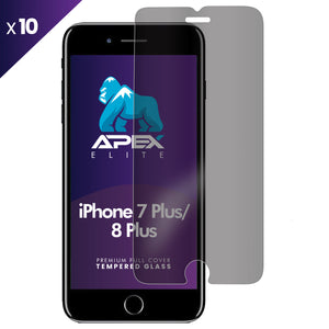 iPhone 7 Plus/8 Plus Privacy Tempered Glass with Cleaning Kit (Pack of 10)