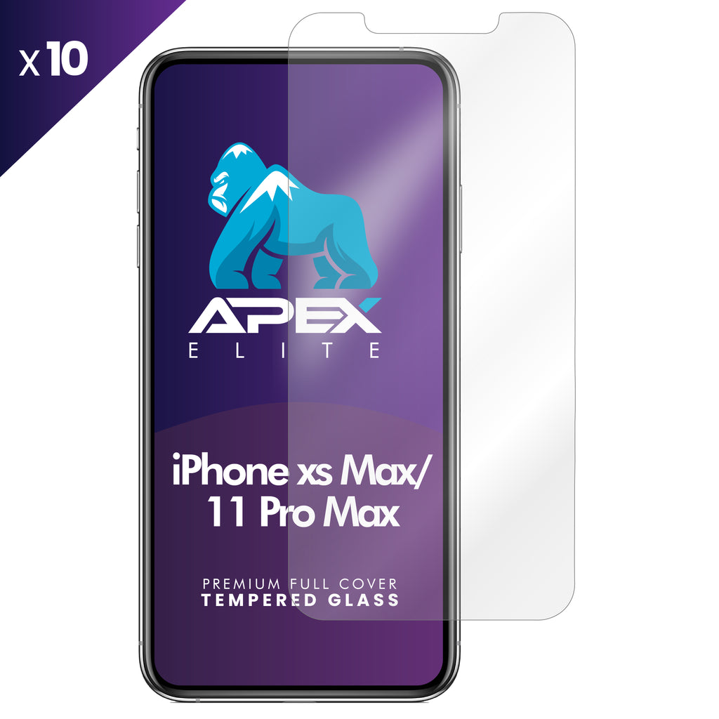iPhone XS MAX / 11 Pro MAX Tempered Glass Screen Protector with Cleaning Kit (Pack of 10)